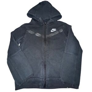 Nike Tech‎ Fleece Full Zip Hoodie Black Athletic Sporty Kids Size L 6-7 Years